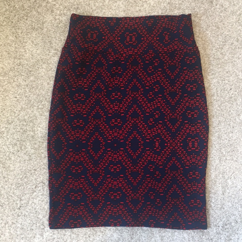 LulaRoe Pencil Skirt Red and blue